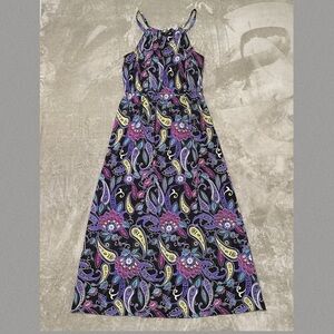 Kandy Kiss Colorful Paisley Halter Maxi Dress A-Line Flowy Size Large
